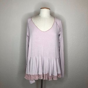Free People Purple Ribbed Peplum Thermal M